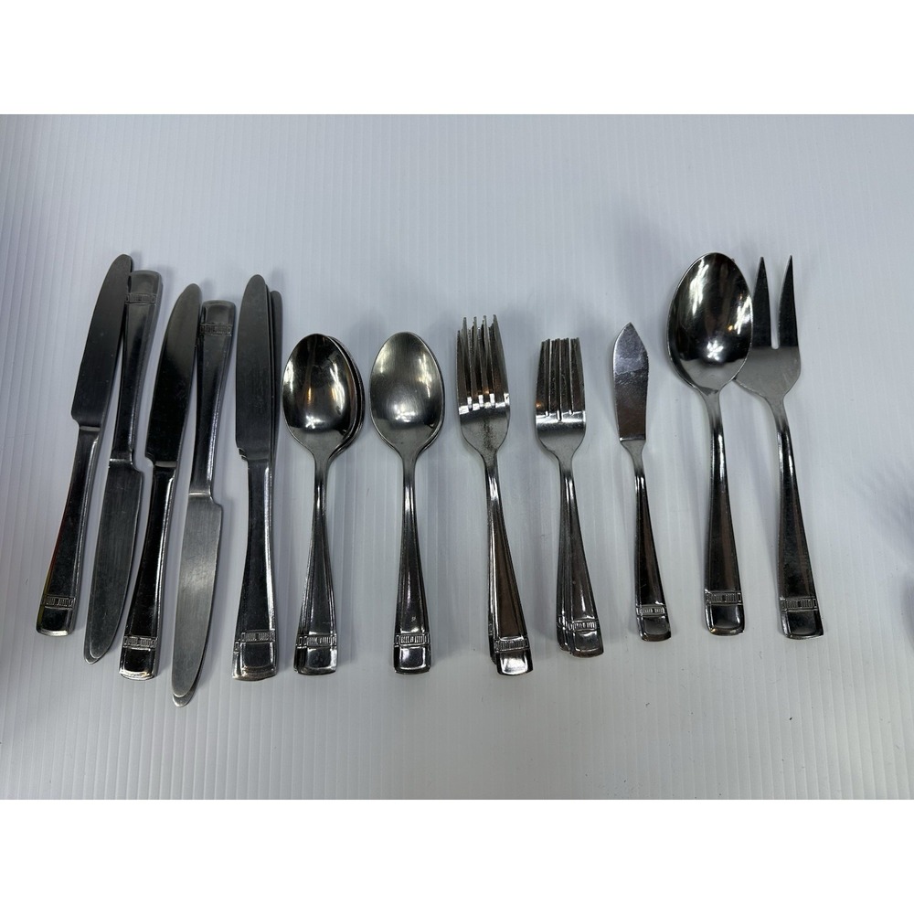 Vintage Hampton‎ Silversmiths Stainless Steel Flatware Retro 36 Piece